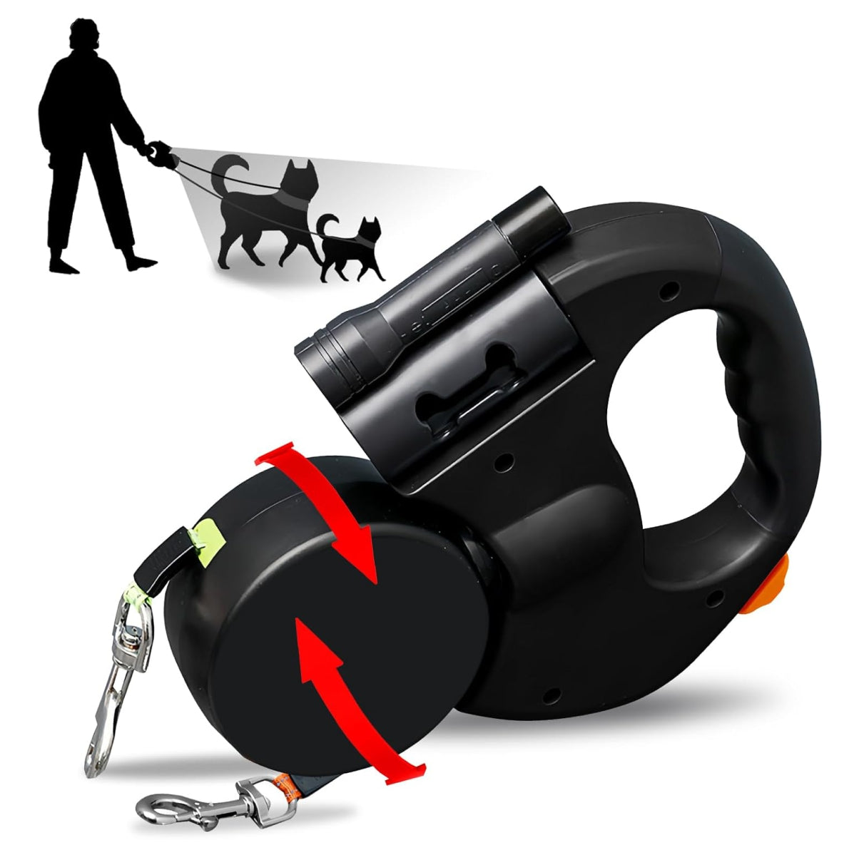 Correa Retráctil 360° con Linterna LED Integrada 🐕🔦