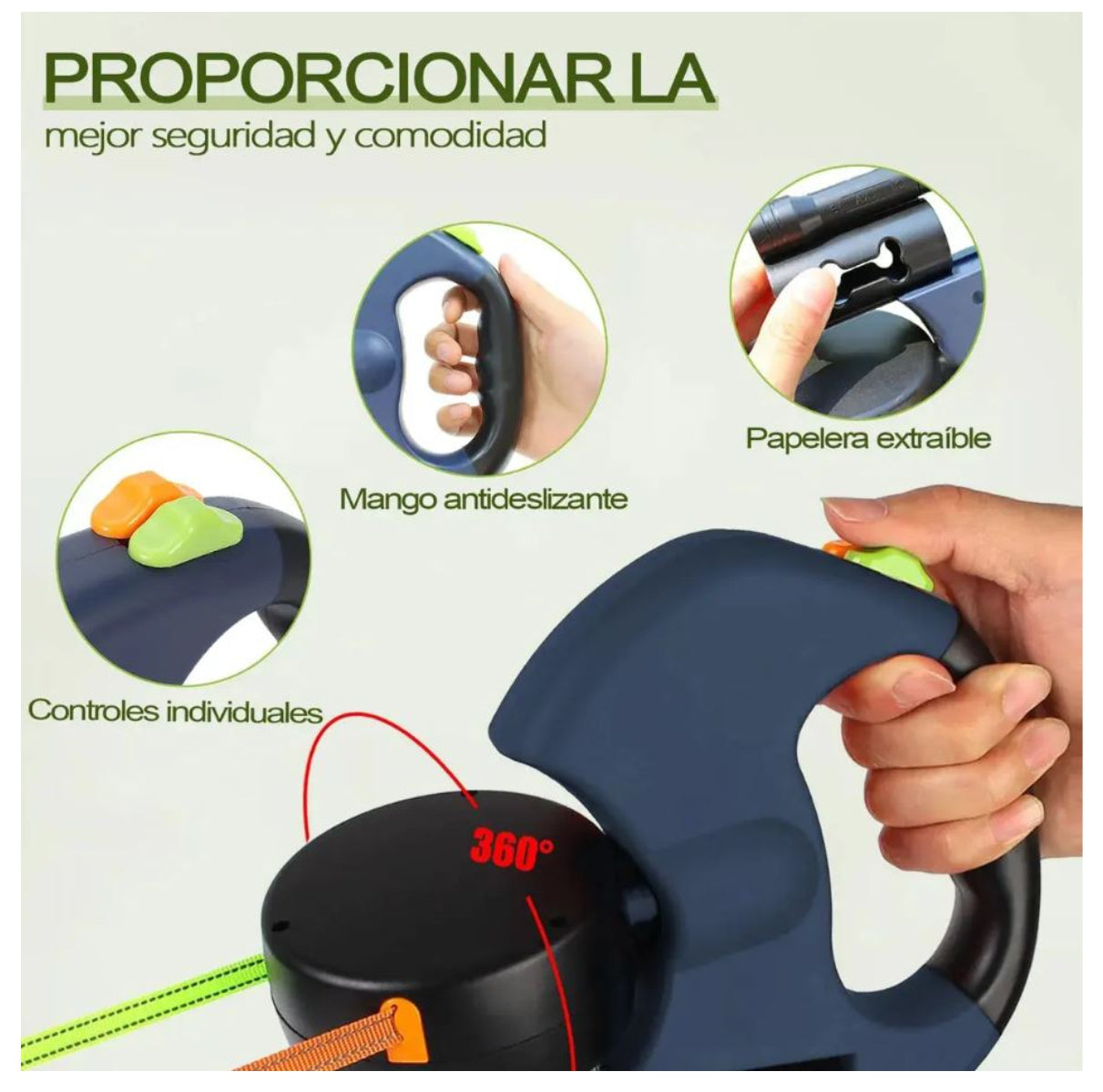 Correa Retráctil 360° con Linterna LED Integrada 🐕🔦
