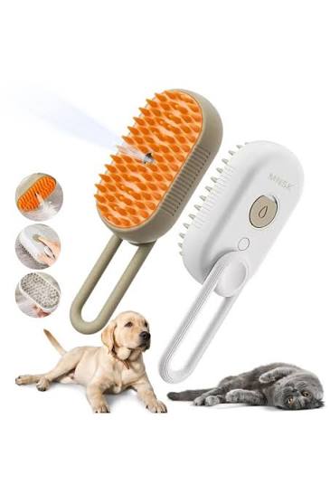 Cepillo Automático A Vapor con Manija 3 En 1 Para Perros y Gatos