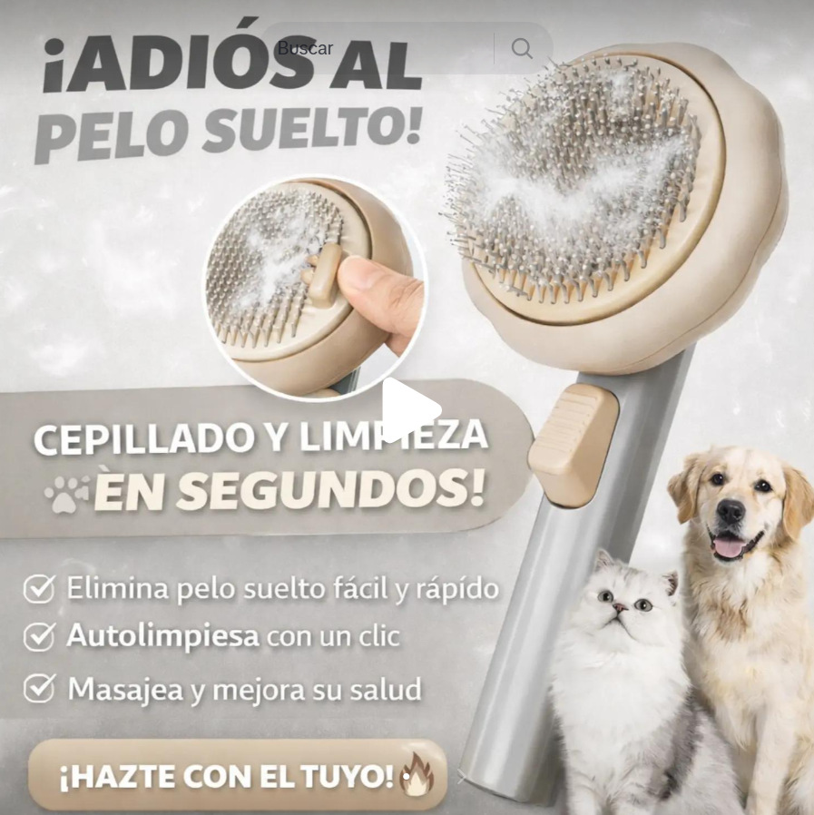 Cepillo Autolimpiable para Mascotas – Masaje Relajante y Cero Pelos Voladores